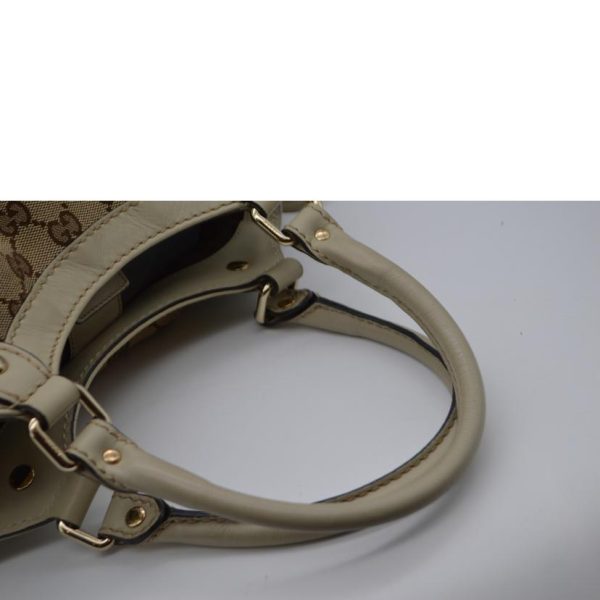 19834 4 Gucci GG Canvas Sookie Leather Handbag Ivory