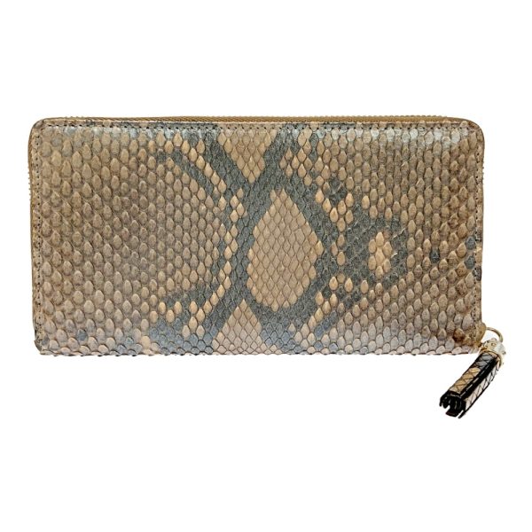 198560 2 Gucci Python Leather Soho Interlocking G Long Wallet Beige