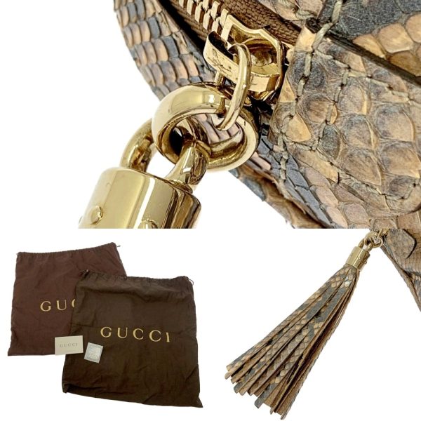 198561 10 Gucci Python Leather Soho Interlocking G Shoulder Bag Beige