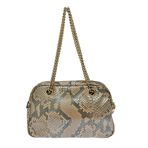 198561 2 Gucci Python Leather Soho Interlocking G Shoulder Bag Beige