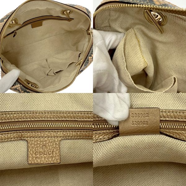 198561 9 Gucci Python Leather Soho Interlocking G Shoulder Bag Beige