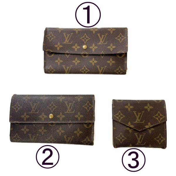 199023 1 Louis Vuitton Monogram Wallet 3 Piece Set Brown Long Wallet