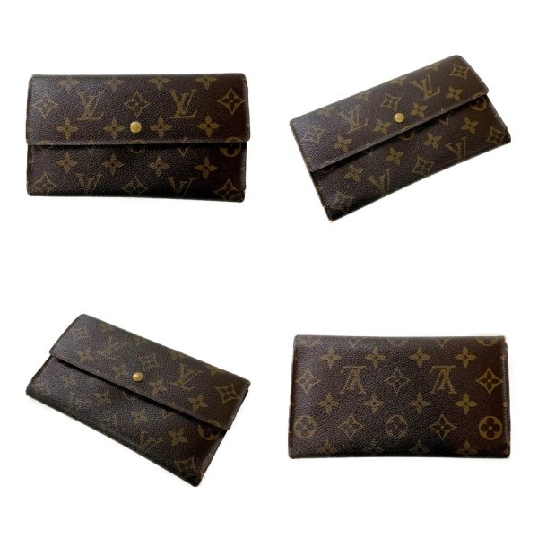 199023 5 Louis Vuitton Monogram Wallet 3 Piece Set Brown Long Wallet