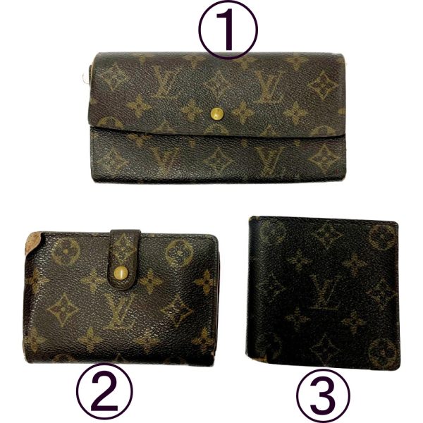 199091 1 Louis Vuitton Monogram Wallet 3 Piece Set Brown Long Wallet