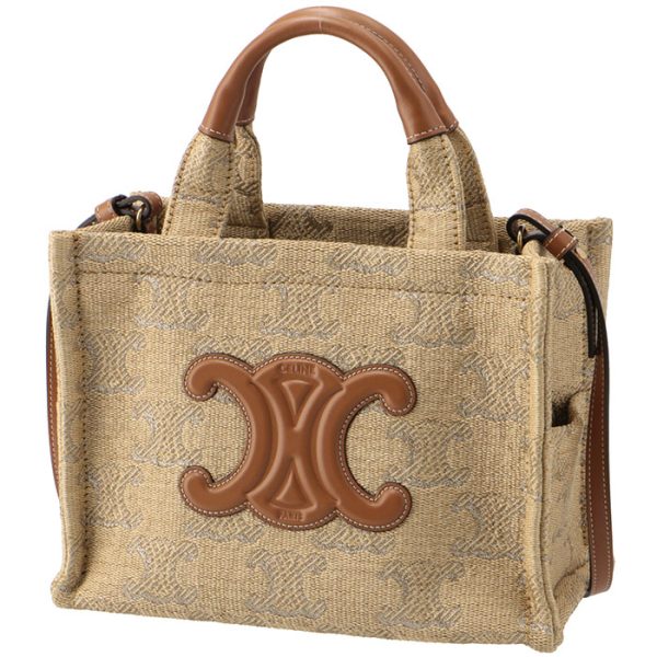 199162fk3 1 Celine Small Thais Hippo Triomphe Raffia Tote Bag Biege