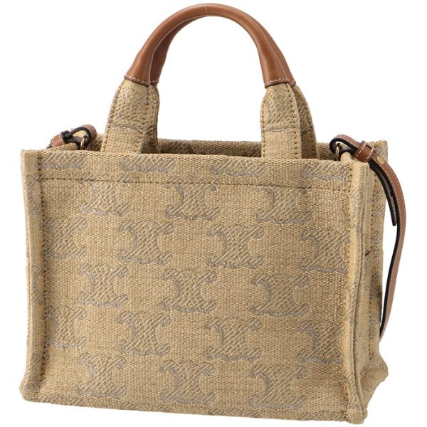 199162fk3 2 Celine Small Thais Hippo Triomphe Raffia Tote Bag Biege