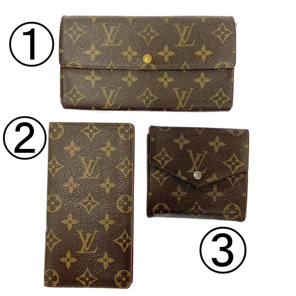 199566 1 Louis Vuitton Monogram Wallet 3 Piece Set Brown Long Wallet