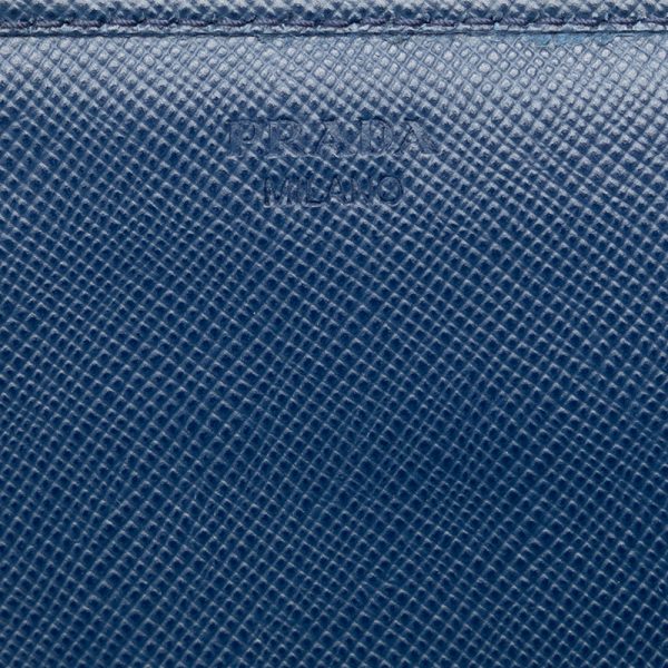 1a0utzsvm4nidxnu 7 Prada Triangle Logo Plate Saffiano Long Wallet Blue Leather