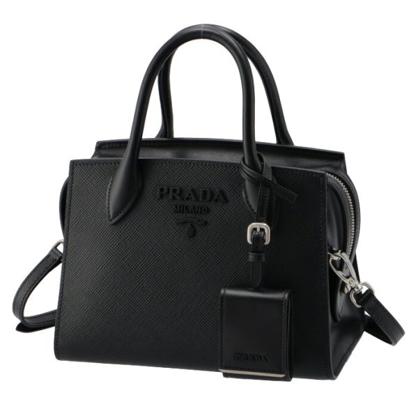 1ba269noo2erx632 1 PRADA Monochrome Saffiano Leather Shoulder Bag Black