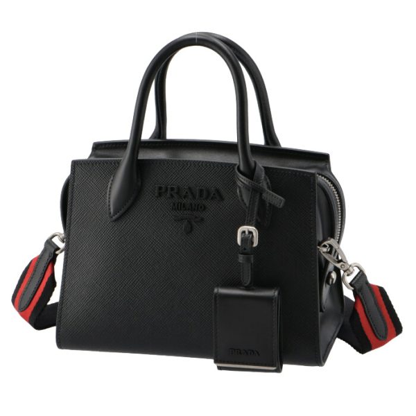 1ba269noo2erx632 6 PRADA Monochrome Saffiano Leather Shoulder Bag Black