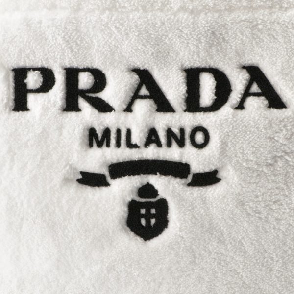 1bg130mwo2dxo964 4 PRADA Terry Lettering Logo Tote Bag White