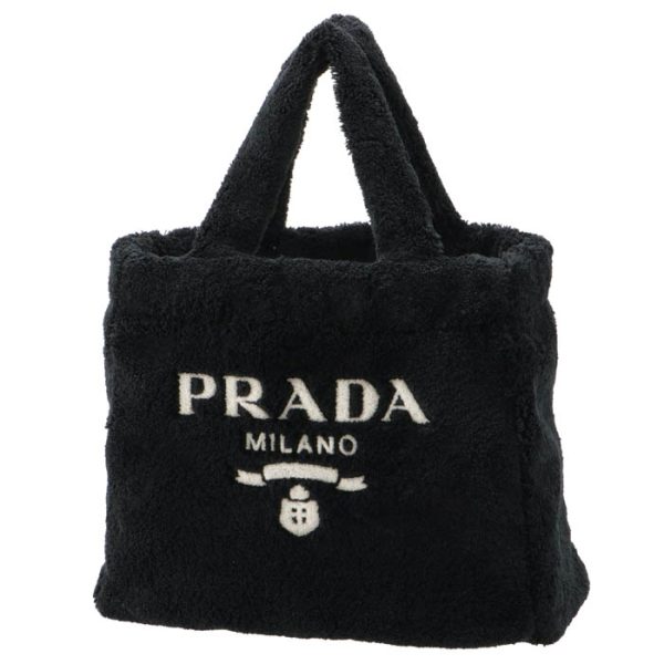 1bg130mwo2dxo967 1 PRADA Terry Lettering Logo Tote Bag Black