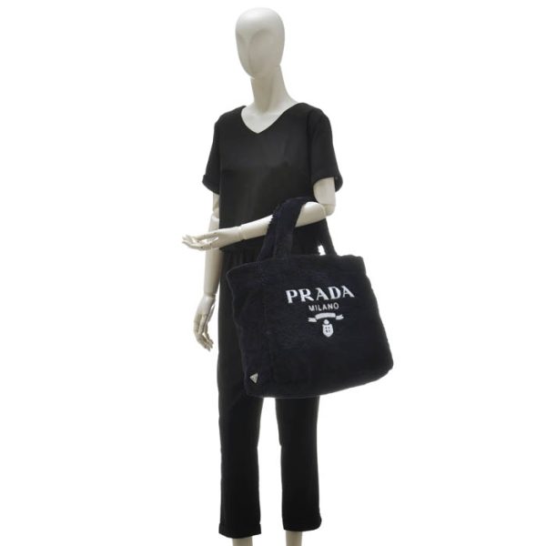 1bg130mwo2dxo967 8 PRADA Terry Lettering Logo Tote Bag Black