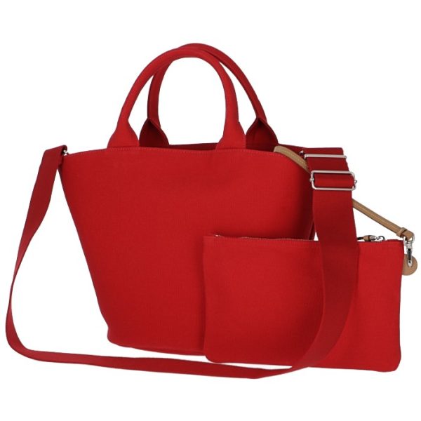 1bg186ooozki011 2 PRADA Canapa Canvas Fabric Tote Bag with Pouch Red