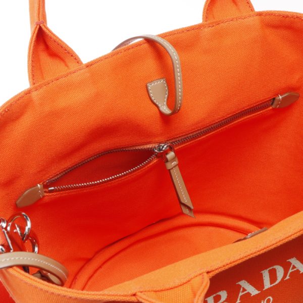 1bg186ooozki049 8 PRADA Canapa Canvas Fabric Tote Bag with Pouch Orange