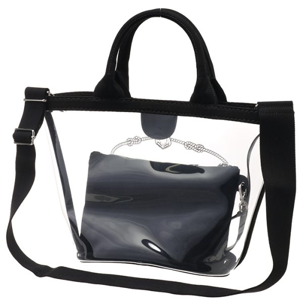 1bg187ooo2by5002 3 PRADA Plex PVC Logo Clear Shoulder Bag Black