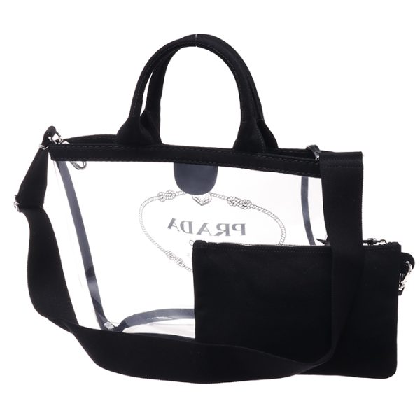 1bg187ooo2by5002 4 PRADA Plex PVC Logo Clear Shoulder Bag Black