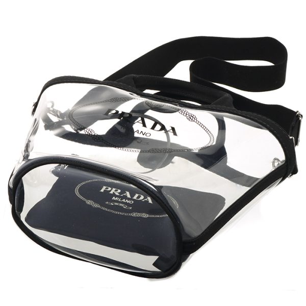 1bg187ooo2by5002 5 PRADA Plex PVC Logo Clear Shoulder Bag Black