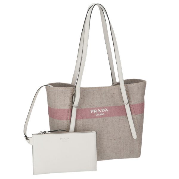 1bg301ooo2e2hnjx PRADA Cotton Linen Tote Bag Beige