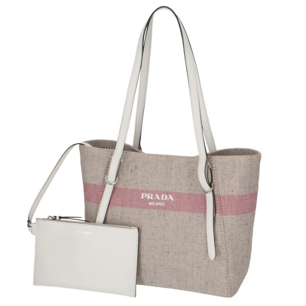 1bg301ooo2e2hnjx 1 PRADA Cotton Linen Tote Bag Beige