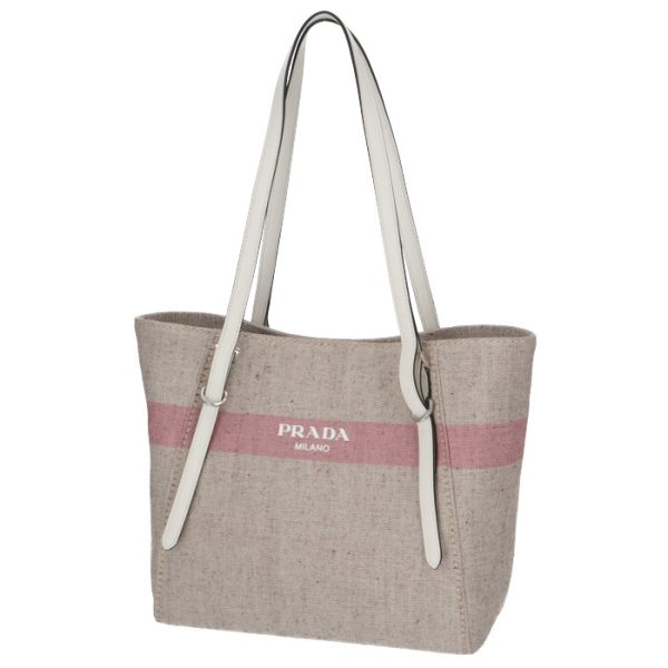 1bg301ooo2e2hnjx 6 PRADA Cotton Linen Tote Bag Beige