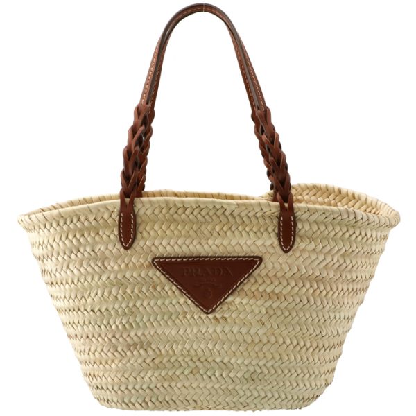 1bg314ooo2dija5t PRADA Woven Palm Basket Bag Brown