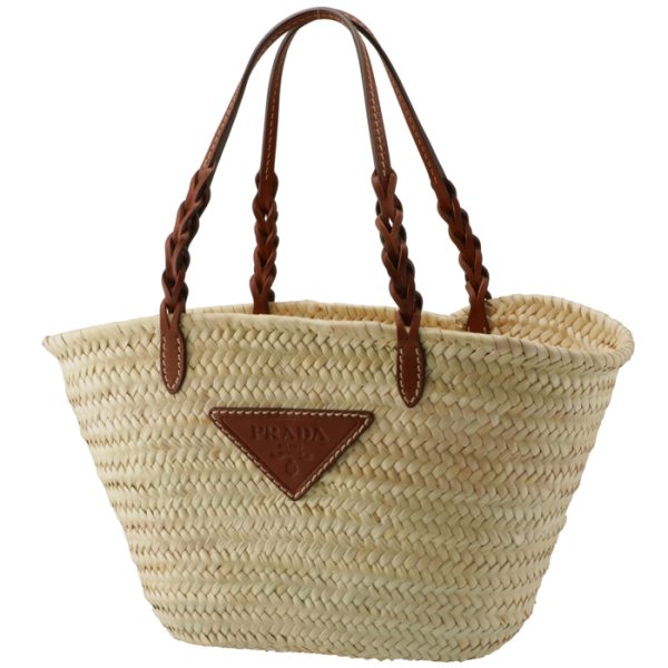 1bg314ooo2dija5t 1 PRADA Woven Palm Basket Bag Brown