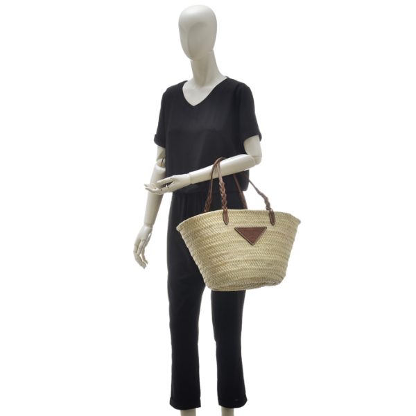 1bg314ooo2dija5t 7 PRADA Woven Palm Basket Bag Brown