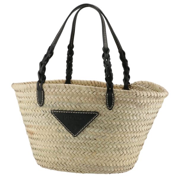 1bg314ooo2diji55 1 PRADA Woven Palm Basket Bag Black