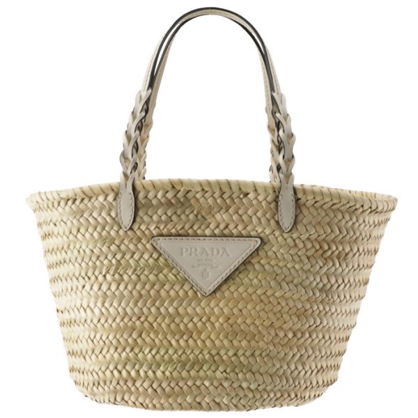 1bg314ooo2dijn86 PRADA Woven Palm Basket Bag White