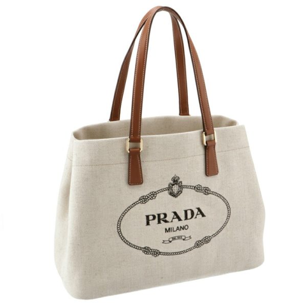 1bg355ooo2dlia5t PRADA Canvas Leather Shopping Tote Bag White