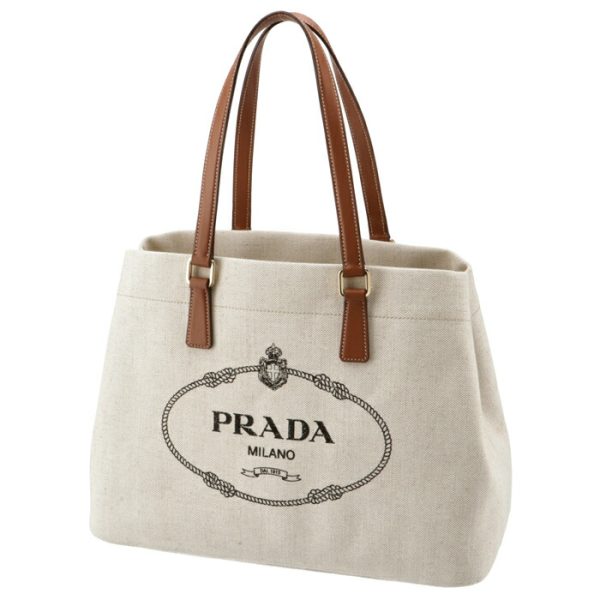 1bg355ooo2dlia5t 1 PRADA Canvas Leather Shopping Tote Bag White