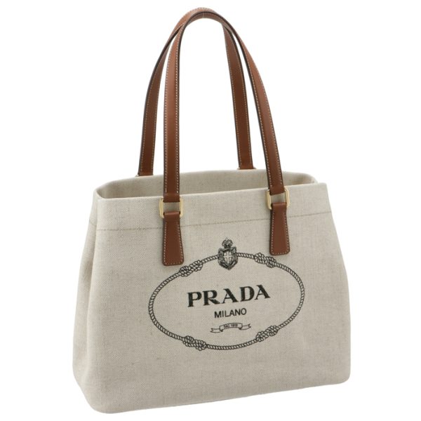 1bg356ooo2dlia5t PRADA Canvas Leather Tote Bag Beige