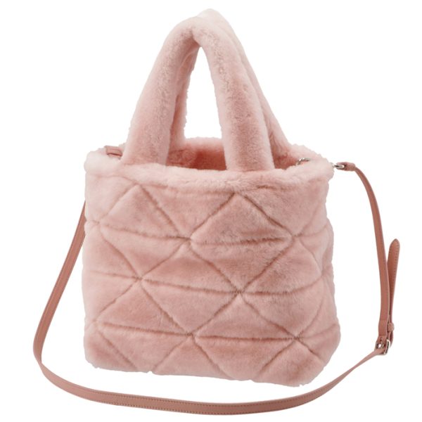 1bg378woo2ec9615 2 PRADA Shearling Tote Triangle Shoulder Bag Pink