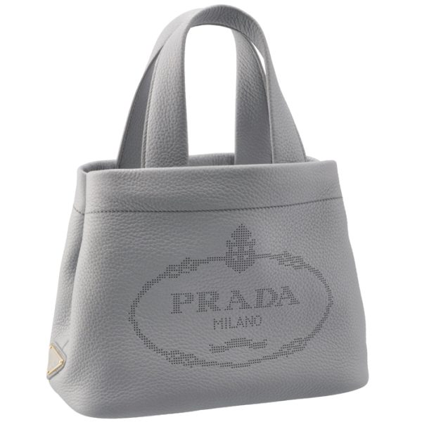 1bg390olo2dkv591 PRADA Small Leather Tote Bag Blue Gray