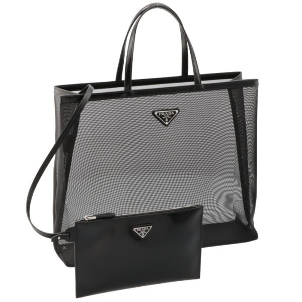 1bg416ooo2dz8002 PRADA Mesh Shopping Tote Bag Black