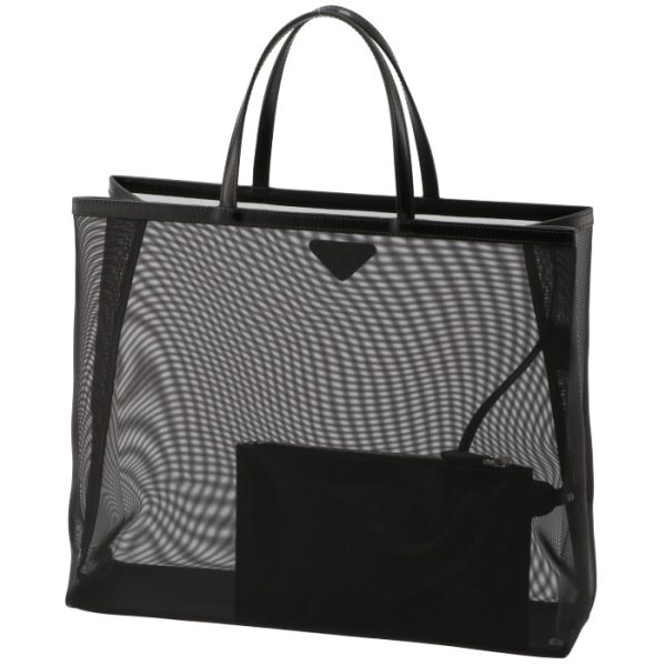 1bg416ooo2dz8002 2 PRADA Mesh Shopping Tote Bag Black