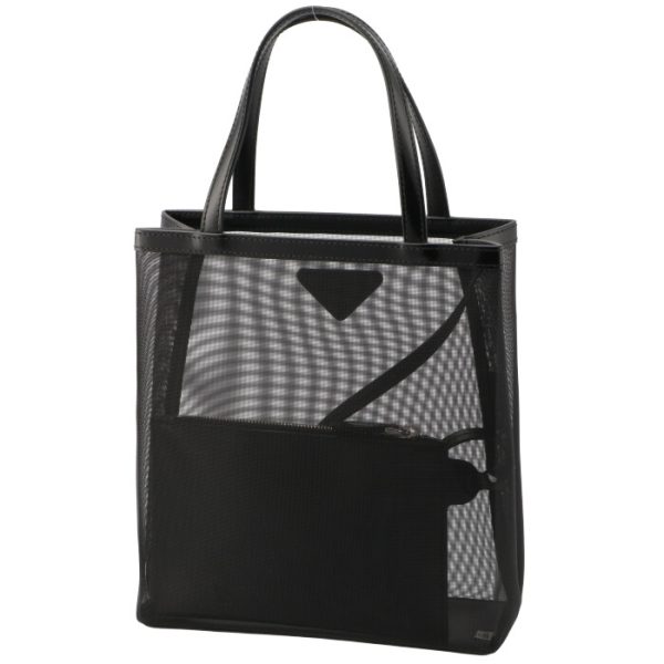 1bg417ooo2dz8002 2 PRADA Mesh Small Shopping Tote Bag Black