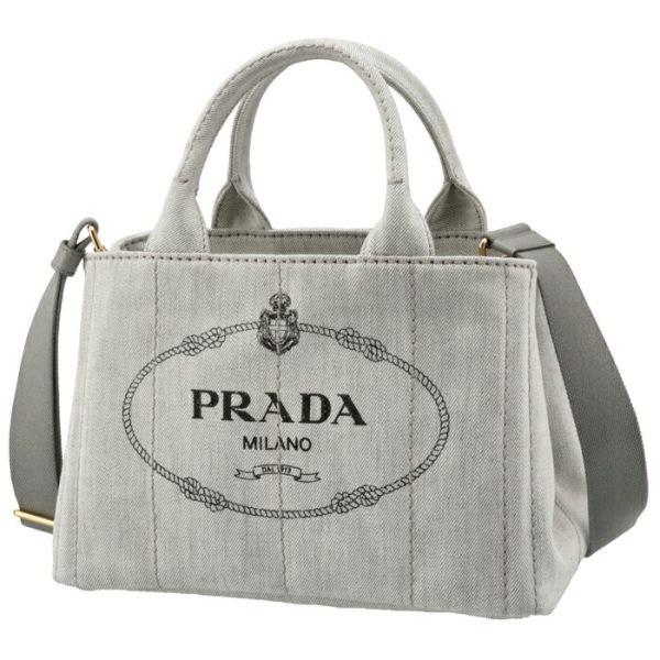 1bg439oooaj6009 1 PRADA Denim CANAPA Canvas 2WAY Tote White