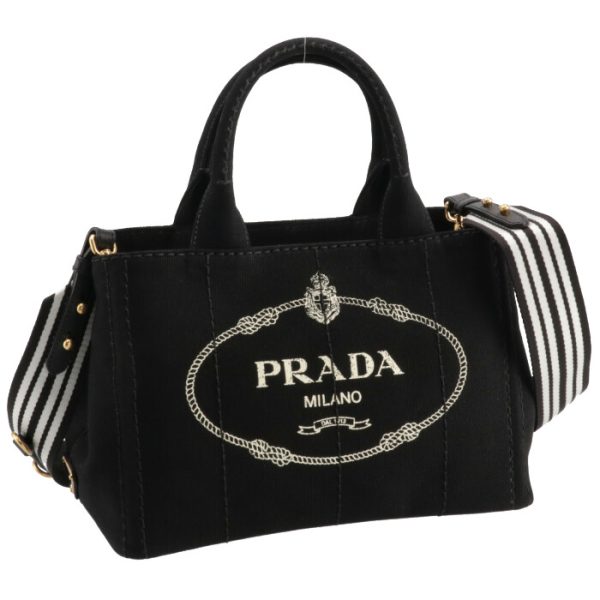 1bg439roozkin12 PRADA Canapa 2WAY Handbag Black