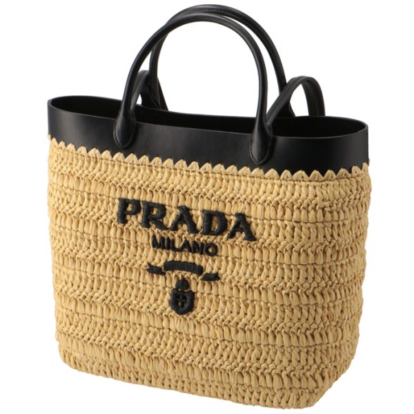 1bg500goo2m2q 1 PRADA Tote Bag Crochet Double Handle Lettering Logo Basket