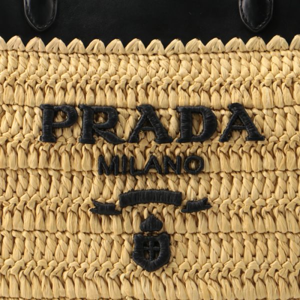 1bg500goo2m2q 4 PRADA Tote Bag Crochet Double Handle Lettering Logo Basket