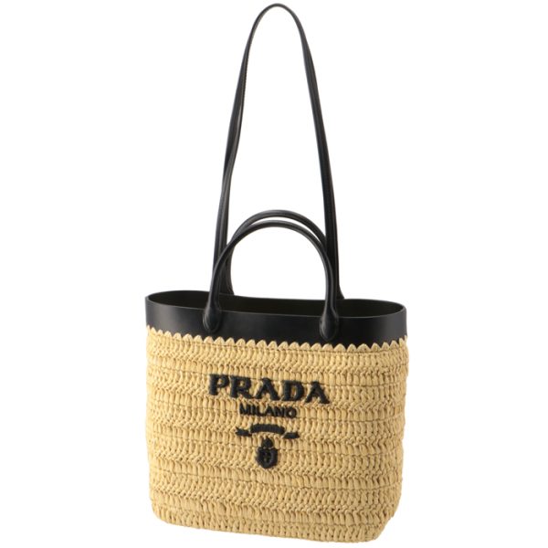 1bg500goo2m2q 6 PRADA Tote Bag Crochet Double Handle Lettering Logo Basket