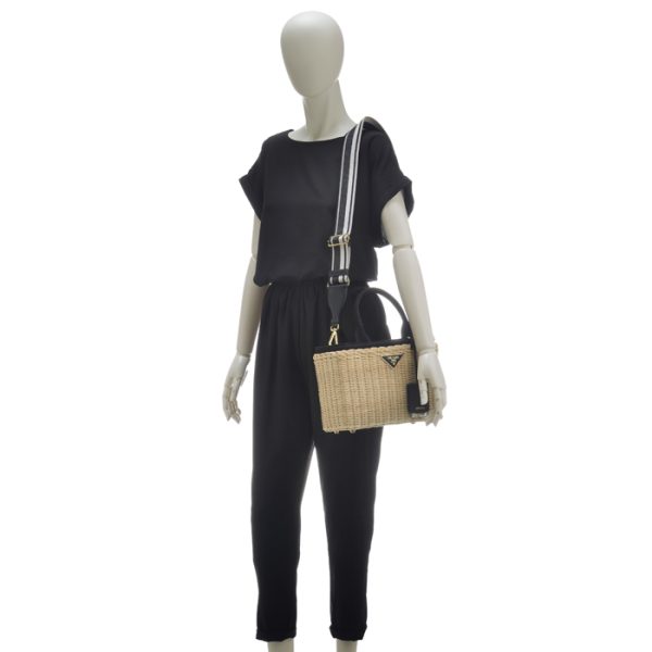 1bg8353oy2e28i55 7 PRADA Wicker Canvas Basket Bag Beige Black