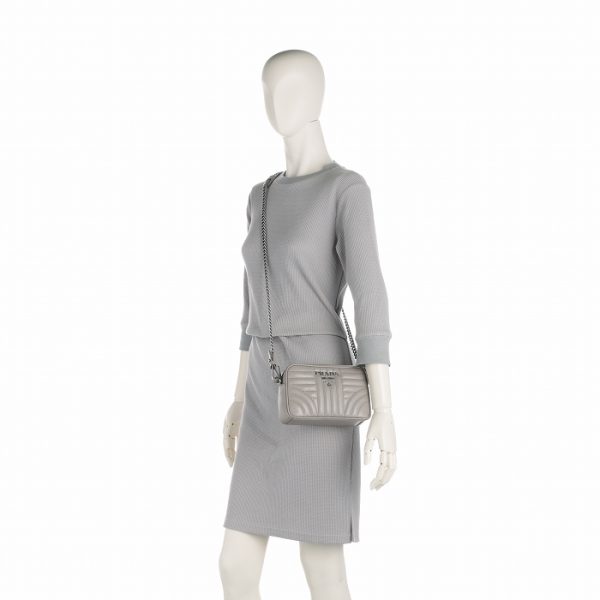 1bh084coi2d91ch4 7 PRADA Diagram Chain Crossbody Bag Gray