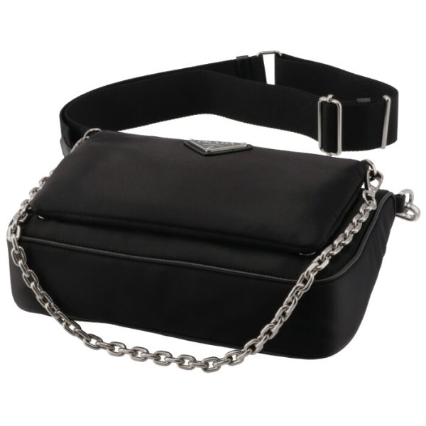 1bh168ootr064002 3 PRADA Nylon Chain Pouch Shoulder Bag Black