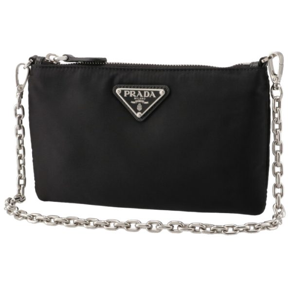 1bh168ootr064002 7 PRADA Nylon Chain Pouch Shoulder Bag Black