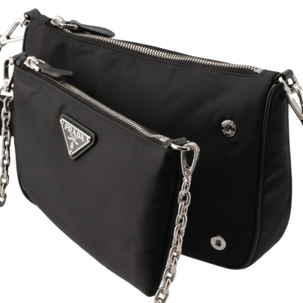 1bh168ootr064002 8 PRADA Nylon Chain Pouch Shoulder Bag Black