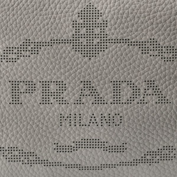 1bh187olo2dkv73x 4 PRADA Logo Print Leather Mini Bag Light Gray