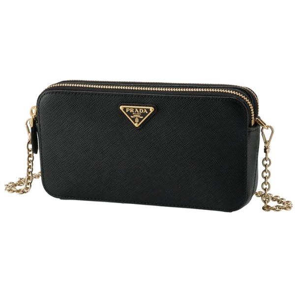 1bp024co1nzv002 1 PRADA Saffiano Double Zip Mini Bag Black